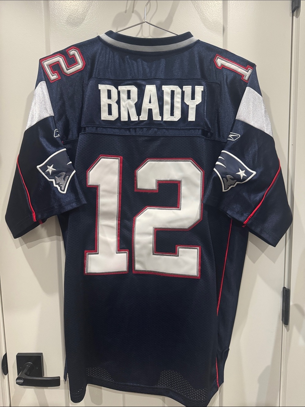 Reebok Navy, White and Red Patriots #12 Football Jersey Korea 50 XL EUC